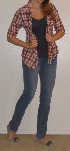 Faded Skinny Jeans & Plaid Top